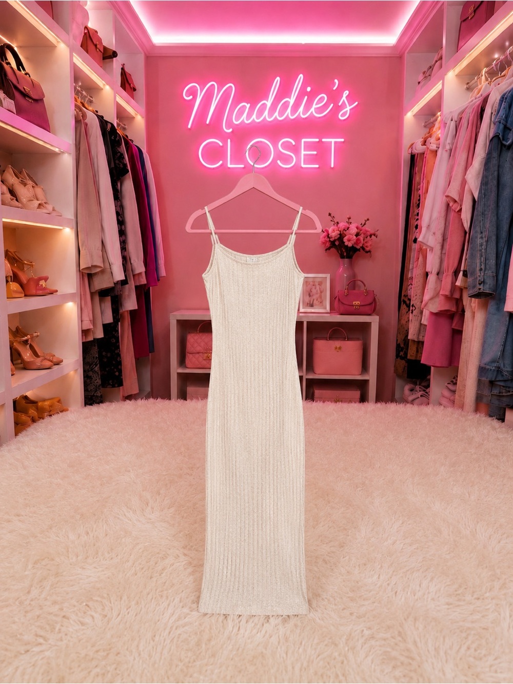 Universal Thread- Cream Ribbed Knit Dress - Picture 1 of 3